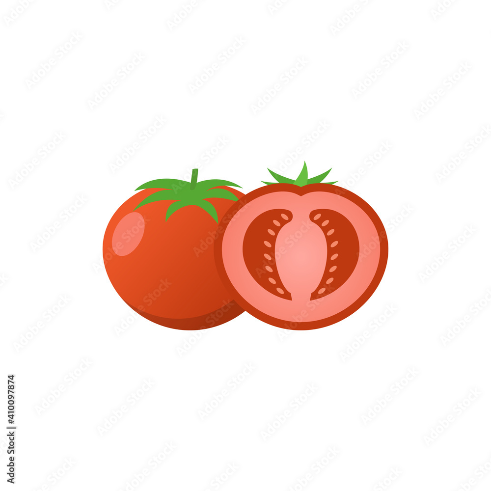 Tomato fresh fruit on white background flat design vector Tomato fresh fruit on white background flat design vector