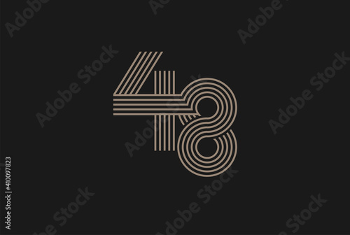 Number 48 Logo, Monogram Number 48 logo multi line style, usable for anniversary and business logos, flat design logo template, vector illustration