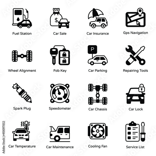 
Car Services Solid Icons Pack
