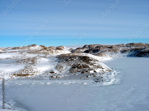 antarctica, mountain stone ice icebergs sea snow winter day