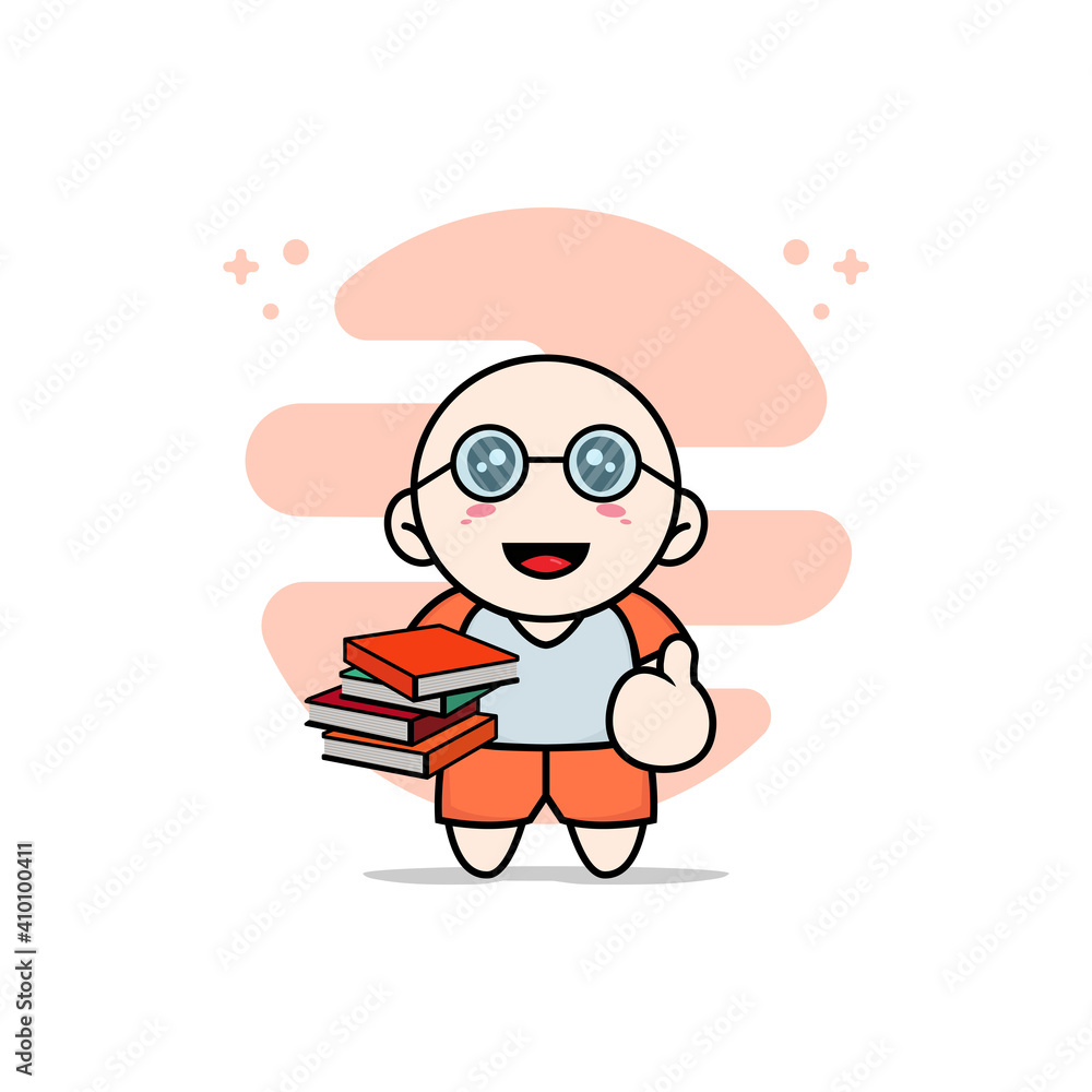 Cute kids character wearing librarian costume. Cute kids character wearing librarian costume.