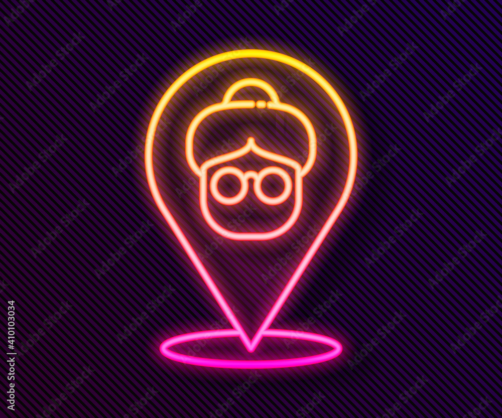 Glowing neon line Nursing home building icon isolated on black background. Health care for old and sick people. Center for retired people. Vector. Glowing neon line Nursing home building icon isolated on black background. Health care for old and sick people. Center for retired people. Vector.
