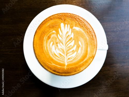 cup of coffee overhead view