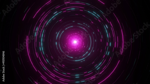 Abstract wiframe 3d rendering Blue-pink glow circle