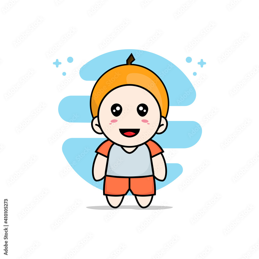 Cute kids character wearing orange costume. Cute kids character wearing orange costume.
