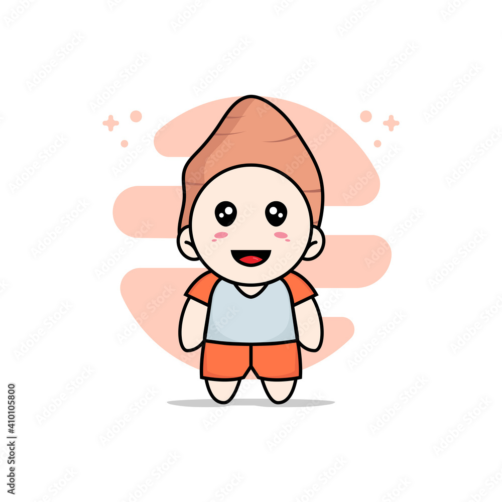 Cute kids character wearing yam costume