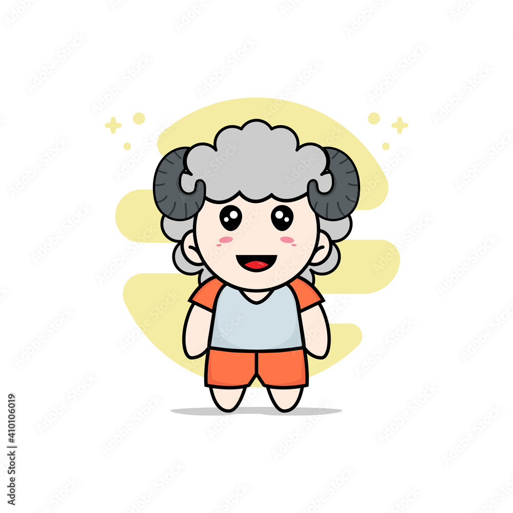 Cute kids character wearing sheep costume. Cute kids character wearing sheep costume.