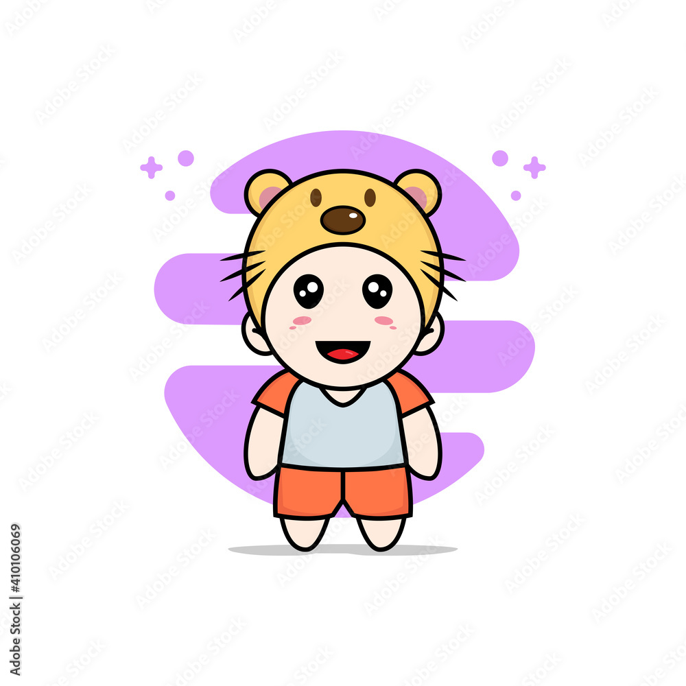 Cute kids character wearing beaver costume. Cute kids character wearing beaver costume.