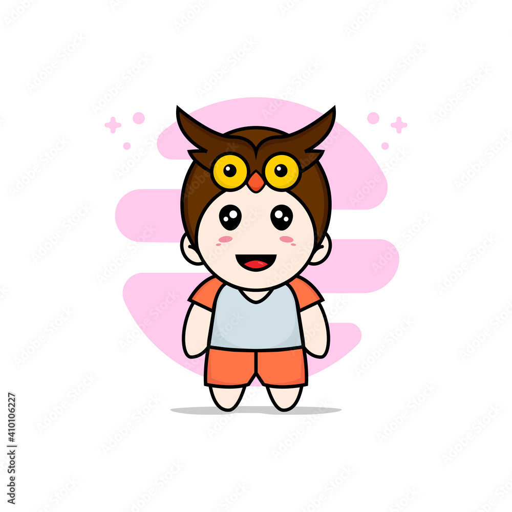 Cute kids character wearing owl costume. Cute kids character wearing owl costume.