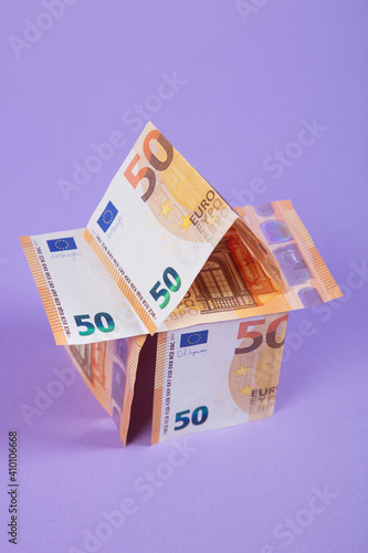 real estate investment, a house made of euro currency 