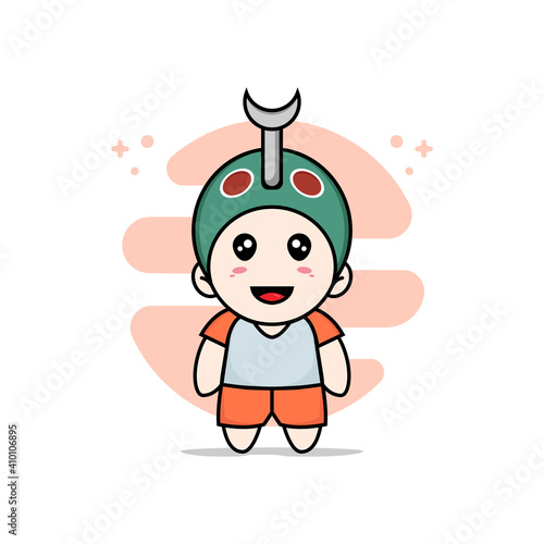 Cute kids character wearing beetle costume.