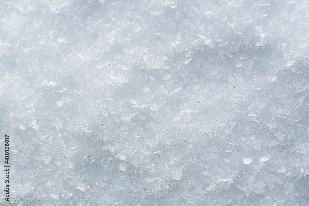 Close up sur des flocons de neige gelés - Arrière plan texturé neige glace