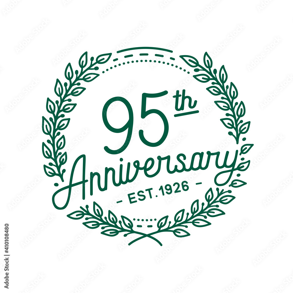 Fototapeta premium 95 years anniversary logo collection. 95th years anniversary celebration hand drawn logotype. Vector and illustration.
