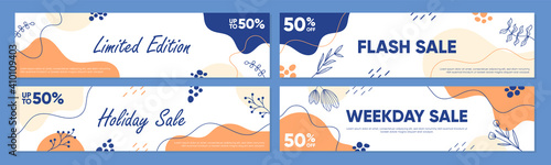 Sale banner template collection for promotion sale. Editable banner for social media post, website and internet ads. Banner advertisement for special offers set.