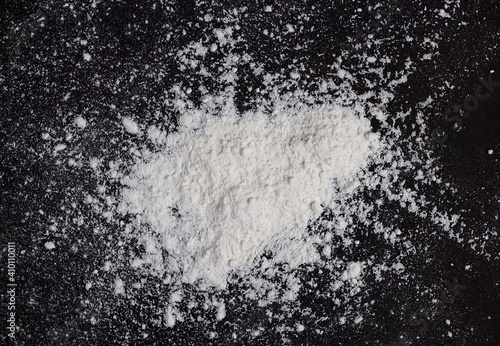 The powder is on a black background