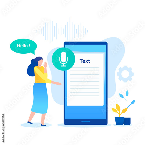 Speech to text illustration concept. Illustration for websites, landing pages, mobile applications, posters and banners