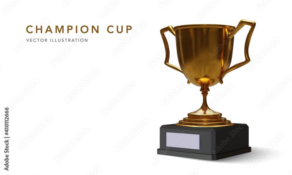 Champion cup with reflection and shadow isolated on white background. Sport tournament award. Vector illustration Champion cup with reflection and shadow isolated on white background. Sport tournament award. Vector illustration