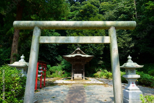 Fujisawa / Japan. Yugyo-ji Temple. Uga-jinja Shrine. It is small but built in an elegant style photo