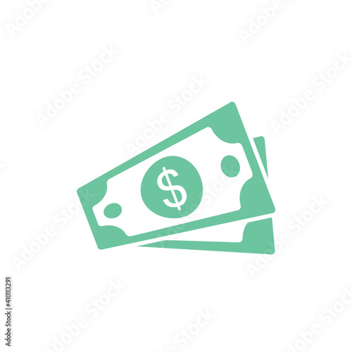 Dollar cash icon. Currency symbol. Green money in flat style. Vector illustration isolated on white background.