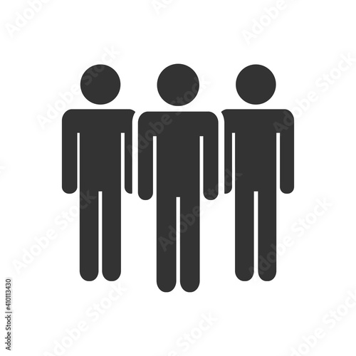 Business team icon. Businessmen standing togeher. corporate team. Leadership metaphor. Avoid crowds people concept. Vector illustration isolated on white background. 