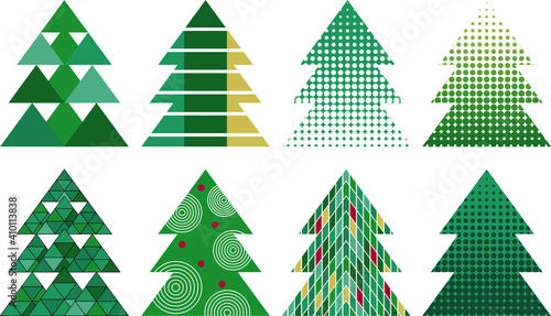 set of christmas trees