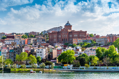 Balat District view from sea in Istanbul photo