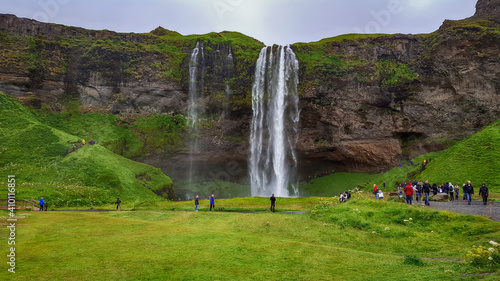 Travel to Iceland. Fantastic Seljalandsfoss waterfal. River Seljalandsa, Iceland, Europe photo