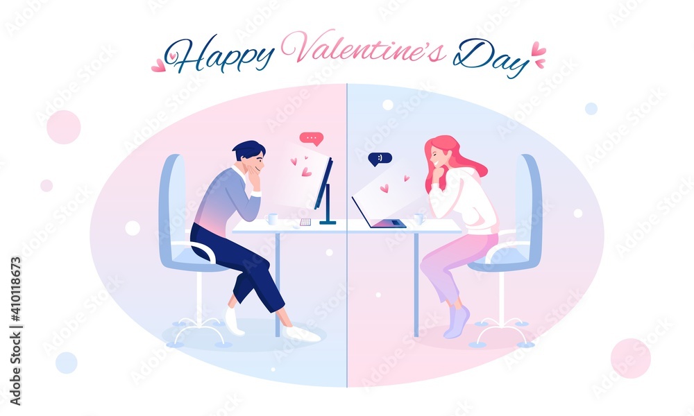 Lovers celebrating Valentines Day online Lovers celebrating Valentines Day online