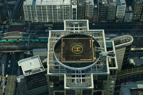 Heliport on the roof of a skyscraper 