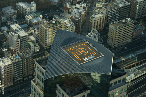 Heliport on the roof of a skyscraper 