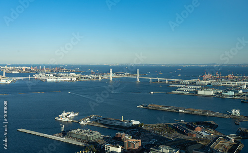 The city of Yokohama seen from the sky 