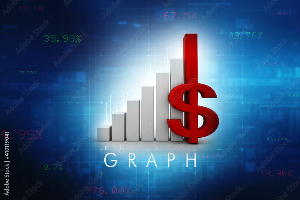 3d illustration of American dollar icon with business graph on abstract business background 3d illustration of American dollar icon with business graph on abstract business background