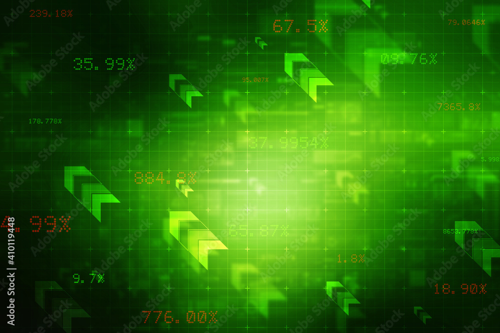 Obraz premium Business chart with uptrend line graph, bar chart and stock numbers in abstract business background