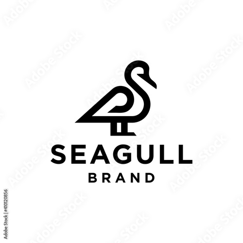Seagull line icon logo vector design in trendy minimal simple mono line art style