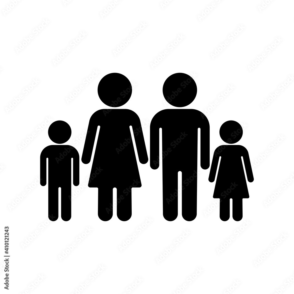 Family icon vector illustration. Mother, father, daughter and son design concept Family icon vector illustration. Mother, father, daughter and son design concept