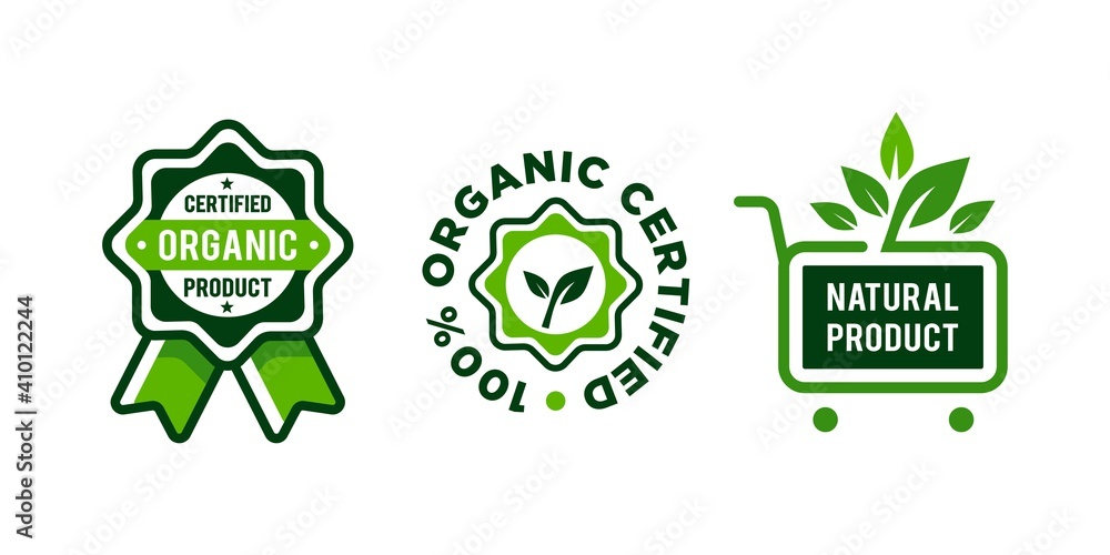 certified organic Set of labels and stickers for green organic food and drink, and natural product. Vector illustration concepts for web design, packaging design certified organic Set of labels and stickers for green organic food and drink, and natural product. Vector illustration concepts for web design, packaging design