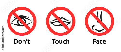 Don't touch face stop sign silhouette icon. Clipart image isolated on white background.