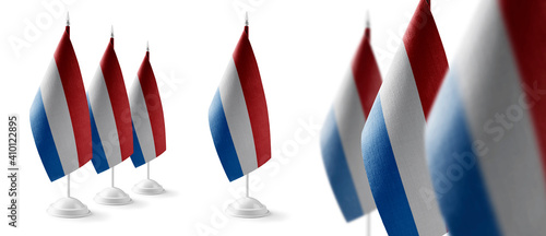 Set of Netherlands national flags on a white background