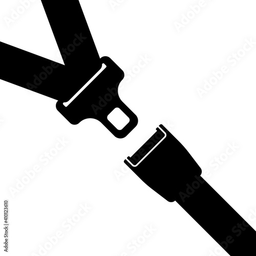 Car safety belt. Seatbelt safe buckle icon isolated.
