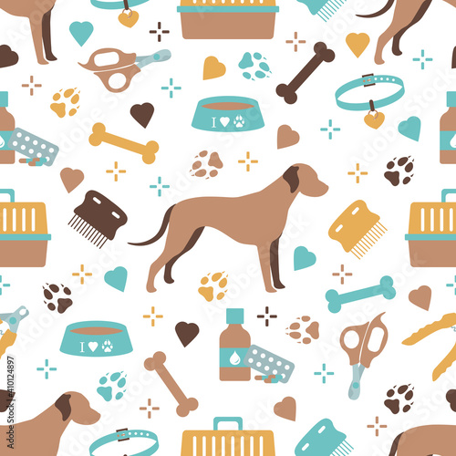 Vector Pattern Pet Vet Shelter Animal Dog tracks