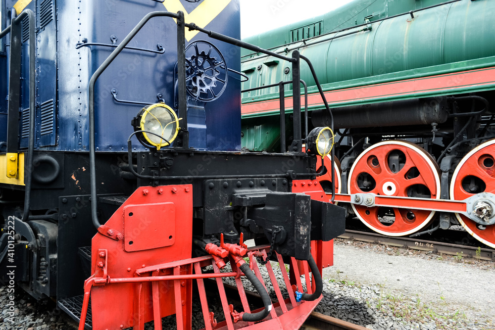 restored old trains on rails