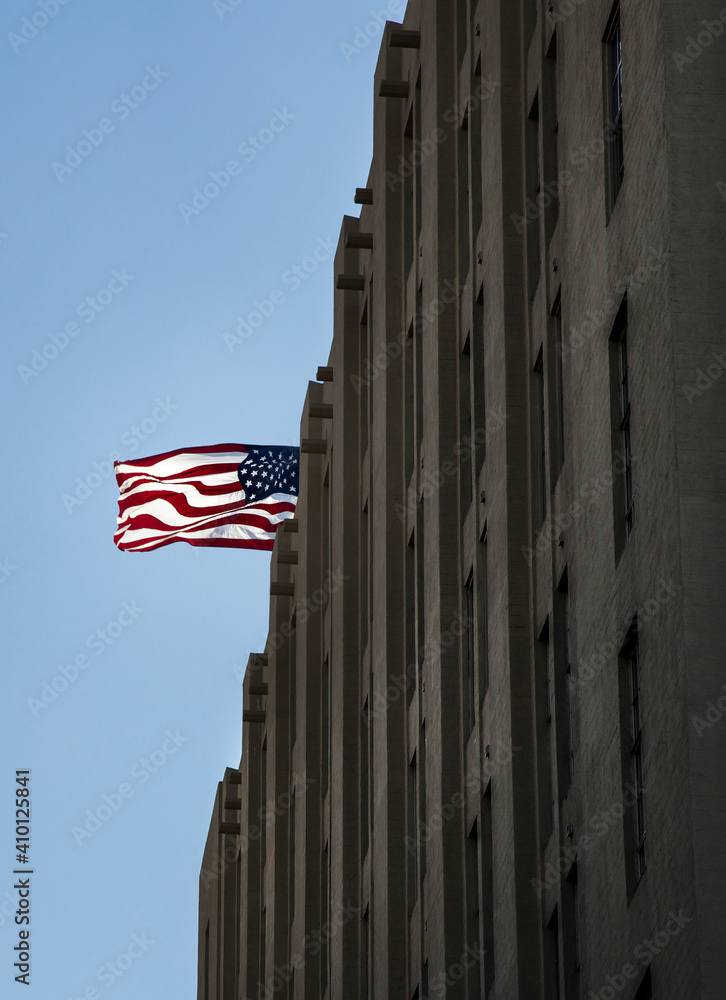 Fototapeta premium american flag on the building