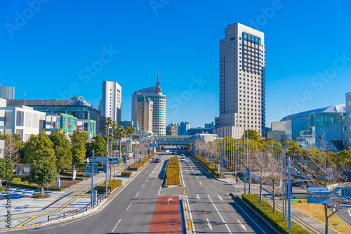 Scenery of Makuhari New City, Chiba Prefecture, Japan. Makuhari is a new business district near Tokyo. photo