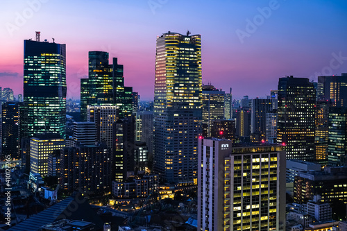 東京 夕暮れのビル群 東京タワーから