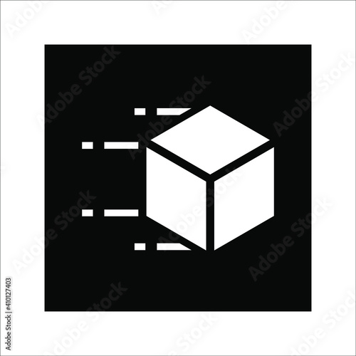 fast delivery box gift service icon on white background. color editable
