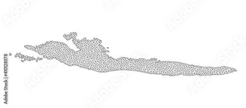 Polygonal mesh map of Hvar Island in high detail resolution. Mesh lines, triangles and points form map of Hvar Island. photo