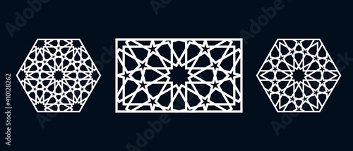 Set of templates of Islamic pattern for laser cutting or paper cut. Vector illustration.