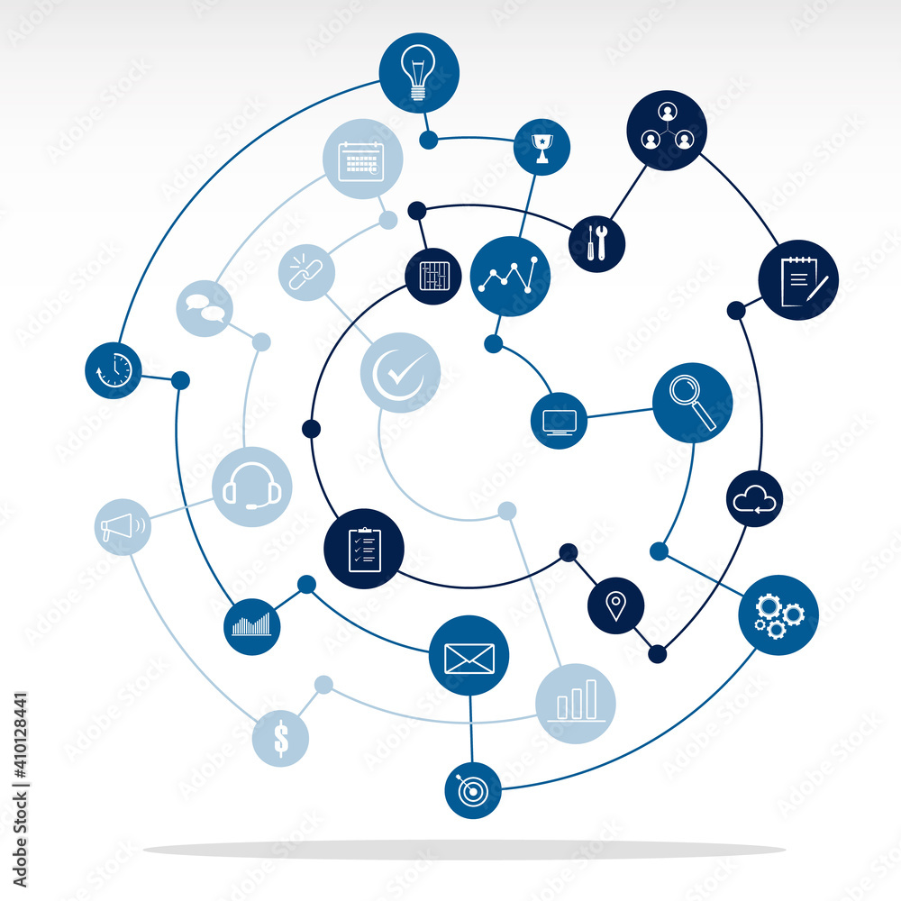 Infographic vector with icons set in circular layers for presentation and website Infographic vector with icons set in circular layers for presentation and website