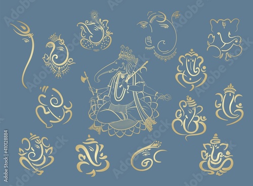 Ganesha, Aum, Hindu wedding card, Diwali, India	