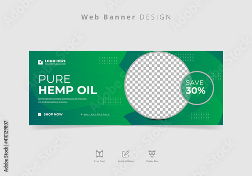 Hemp products cbd oil marketing post or web banner design